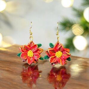 Perfectly imperfect by Heather. Floral Poinsettia Earrings